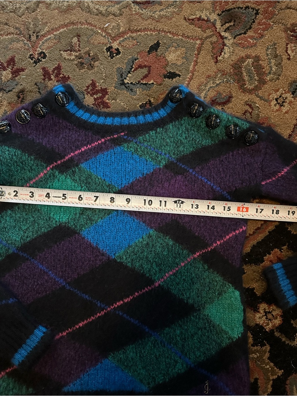 Juicy Couture Multicolor Argyle Crewneck Sweater — Green, Blue & Purple - Picture 7 of 13